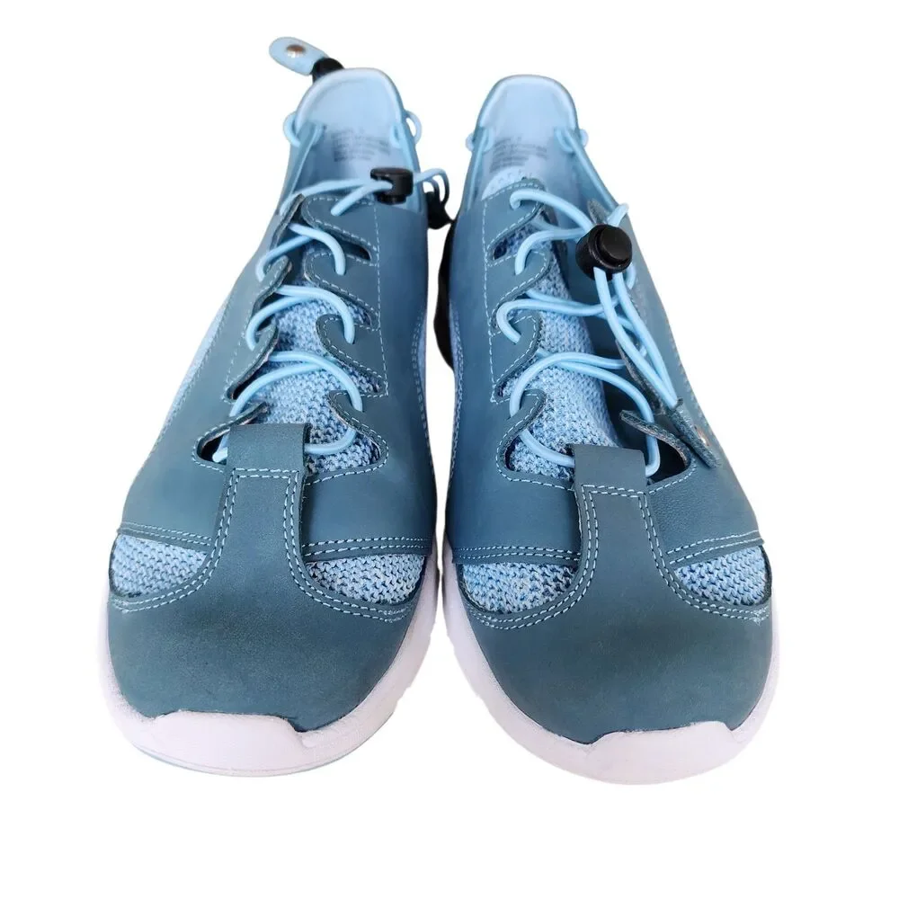 Pandere Barista Blue Leather Comfort Shoes Women’s 10 W Adjustable Swollen Feet